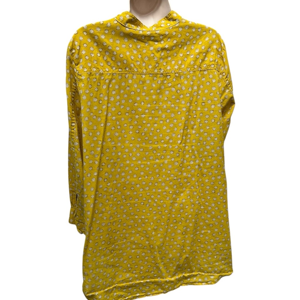 Anthropologie Odille high low Mustard yellow tunic top Oversized Lagenlook SZ 12 - Picture 2 of 8